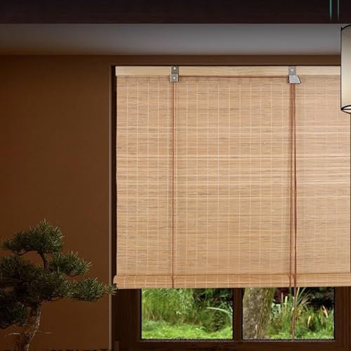 Bambus-Fenster-Sonnenschutz, lichtfilternd, vertikal, für Garten oder Balkon, atmungsaktiv und Privatsphäre, Bambus-Vorhänge (B 50 x H 110 cm)