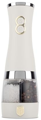 Berlinger Haus Molinillo eléctrico de sal y pimienta 2 en 1/crema mate/con molienda de cerámica/baterías: 6 piezas AA (no incluidas) / Colección Sahara