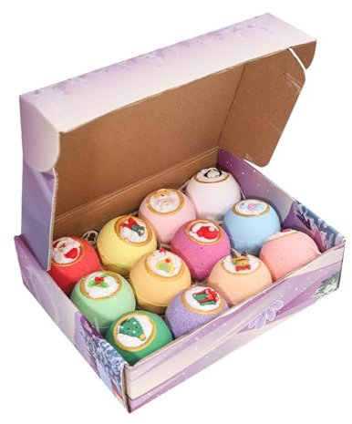 Kioriur Schaumbälle, Weihnachten, Schaumbad für – kreative bunte Seifenblasenbälle mit Weihnachtsmotiv – Badekugel-Set