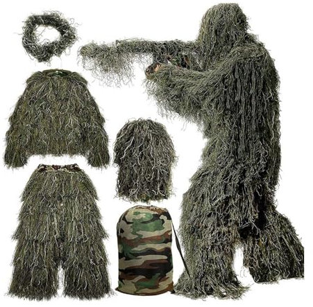 Tmendy Ghillie Suit Camuflaje, Ghillie Sniper, Ropa Deportiva específica para montañismo, exploración, Caza, Camuflaje Desierto Francotirador Airsoft Fotografia 3D M