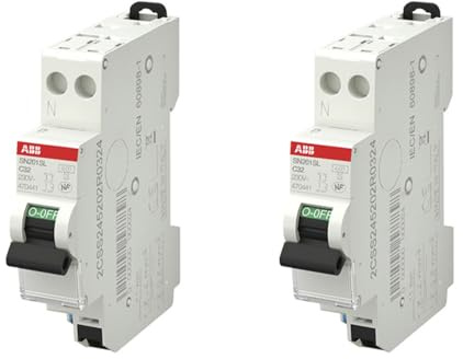 Lot de 2 disjoncteurs automatiques Ph+N raccordement Rapide 32A-4,5Ka