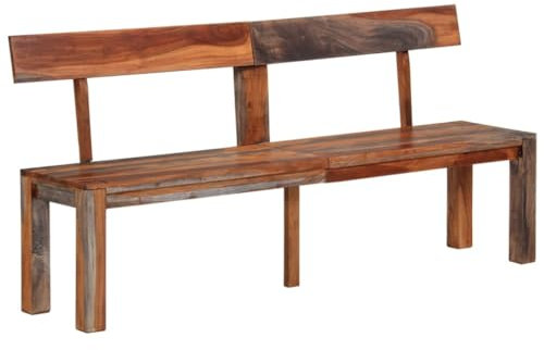 LXYZWRW Bänke, Küchen- & Essbänke, Bank mit Rückenlehne, 160 cm, Grau, Massivholz, Akazie