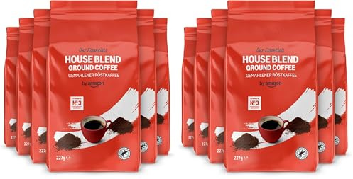 by Amazon Café moulu mélange classique, torréfaction moyennement poussée, 1.36kg, 227g, lot de 12 - Certifié Rainforest Alliance