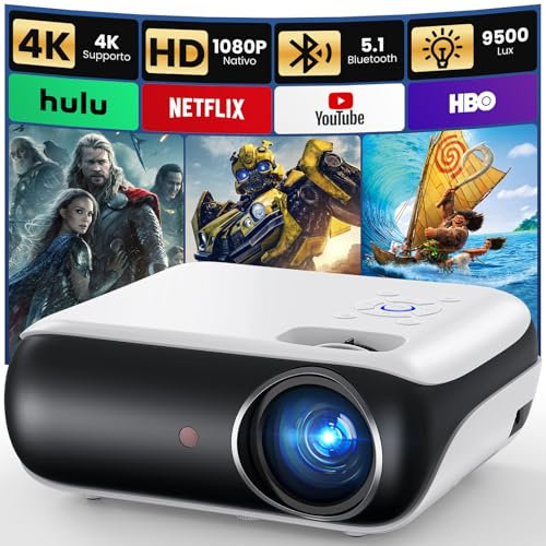 HOPVISION Videoprojecteur 4K Supporté, 2025 Mini Projecteur Portable 1080P Natif Full HD, Rétroprojecteur Bluetooth Home Cinéma Extérieur pour TÉLÉPhone/PC/Lap/Stick/PS5