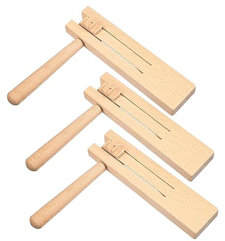 CLISPEED Juguete de Percusión Madera Orff Carraca Giratoria Set de 3 Piezas para Niños Educativos y Desarrollo Musical Infantil