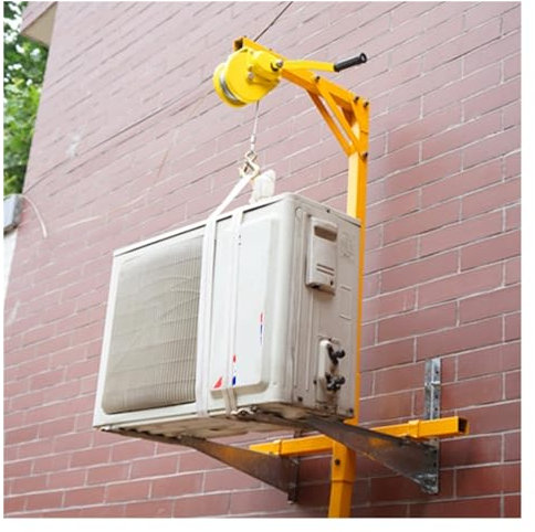 Air Conditioner Installation Tool - Self-Locking Winch & Bracket, Manual Hoisting Crane for Easy Outdoor AC Unit Lifting & Setup, Heavy-Duty, Durable, Adjustable