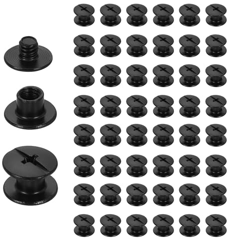 sourcing map 50set Chicago Screw M4 x 4mm 6mm Length Nail Rivet Black | Metal Phillips, Stud Screw Bolts,Rivets Binding Post Screw,for DIY Leather Belt Bag Craft Bookbinding