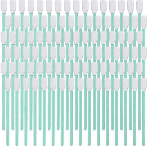 Calolin 100 Pcs Foam Cleaning Swab Sticks, Dust-Free Cleaning Sponge Tip Swabs with Rectangular Head, Printer Cleaning Swabs for Electronics, Optics, and Small Area Cleaning