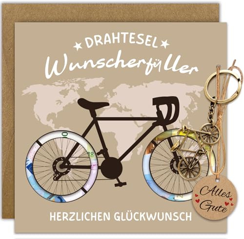 WenmthG Originelle Geldgeschenke Geburtstagskarte Fahrrad - Geldgeschenk Fahrrad mit Schlüsselanhänger - Ideales Geburtstagskarte Geldgeschenk für Geschenke, Hochzeiten, Geburtstage, Jubiläum