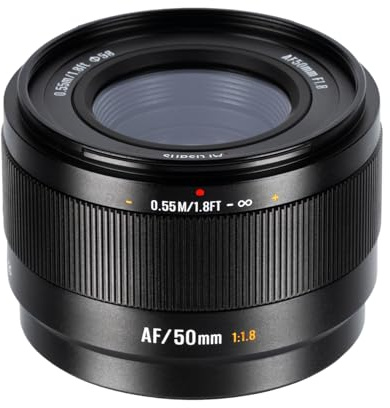 7artisans AF 50 mm F1.8 för Sony E (APS-C) – lätt teleobjektiv med STM-AF, metallbajonett och F1.8 för porträtt på A6700, ZV-E10 och mer (E-Mount)