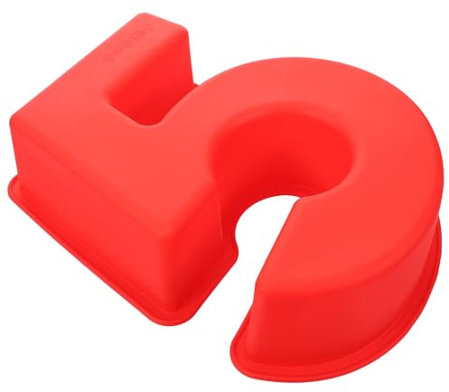 ZUNOXAZ Molde para Pastel de Números 3d de Silicona Roja Molde para Hornear Cumpleaños Número 5 Accesorio para Repostería Casera y Tartas Infantiles Flexible y Antiadherente