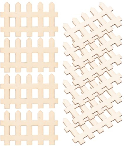 VICASKY 100pcs Miniature Wooden Fence Photo Prop, Mini Wood Picket Fence Ornament 4.9x3.0cm for Fairy Garden, Dollhouse, Lawn and Plant Decoration