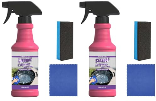Heavy Duty BBQ Grill Degreaser, Grillreiniger Gasgrill, Backofenreiniger Spray, Grill Cleaner, Entfetter Spray Küche, Küchenreiniger, Entfetter für Starke Ölflecken, 2 Stück