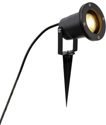 Qazqa Modern außen Erdspieß Strahler für den Garten - Basic - Schwarz, max. 50W, Geeignet für LED, 3cm, IP65, Rund
