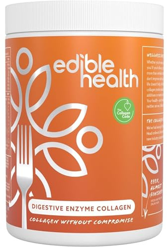 Edible Health Digestive Enzyme High Protein Powder - Infused with Collagen, Bromelain, Psyllium, Glutamine & Prebiotics for Balanced Digestive Wellness - 400g