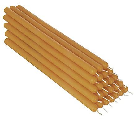 NKlaus 25 x gult bivax 21 cm sotfria bordsljus färgade påskljus ritualljus bröllopsljus droppljus 36342