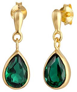 Elli Ohrringe Elli PREMIUM Ohrringe Damen Ohrhänger Tropfen Quartz Grün in 925 Sterling Silber Vergoldet