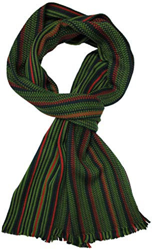 Rotfuchs Strickschal Herrenschal Warm & weich Unisex Wolle gestreift multi mehrfarbig (grün rot)