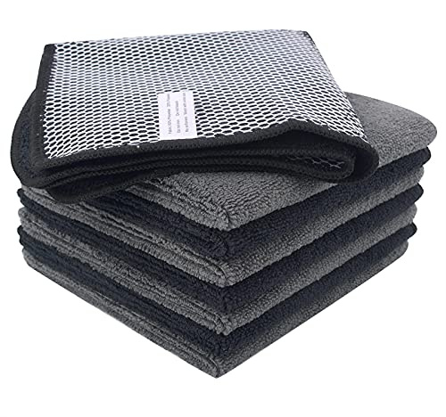 VIVOTE Microfaser Spültuch Spüllappen Küchen Reinigungstücher 30x30cm | Putzlappen mit Poly-Mesh-Scheuerseite, Abwaschtücher Küche, Haushaltstücher, TeigReinigungstuch, 8 Stück, Schwarz Grau