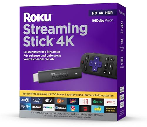 Roku Streaming Stick 4K | 4K/HDR/Dolby Vision Streaming Media Player | Funktioniert nur in Deutschland