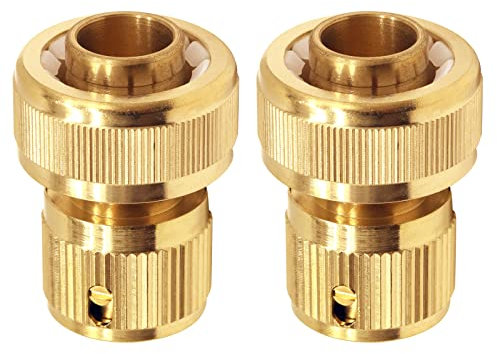 Tesmotor 2 Stück Messing Schnellkupplung, Schlauchverbinder für 3/4 Schlauch, Messing Gartenschlauch-Anschluss für Rohr Verbinden Gartengeräte Schläuch