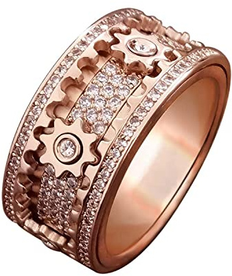 AMZCOM Anti-angst Ring für Erwachsene, Spinner Ring Herren Damen Edelstahl Zappelband Ringe Stressabbau Anxiety Drehbar Meditationsring Schmuck Geschenk