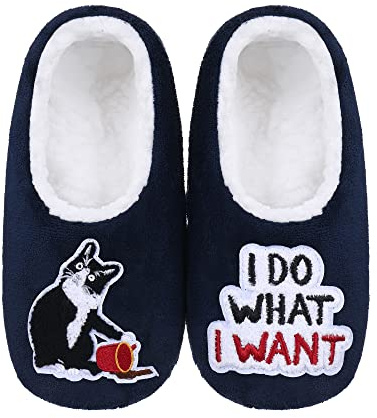 ZYZX Calzini a Pantofola Suola Morbide-Calzini Termici Natalizi Invernali Donna Divertenti Ciabatte per Casa-Calze Antiscivolo Soffici in Peluche(Gatto)