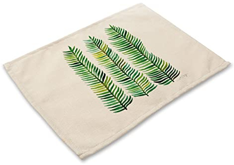 Manteles Individuales Verde Tropical Salvamanteles Individuales Algodón Lino Lavable Mantel Individual Resistente al Calor Individuales Mesa Engrosamiento Bajoplatos 30x45cm 2 Pcs