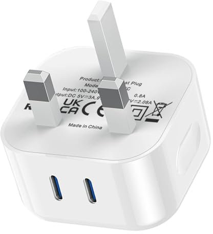 USB C Plug Fast Charge,20W Type C and USB A Wall Charging Plug USBC Mains Charger Adapter UK for New Apple iPhone 16/16 Pro/15/15 Pro/15 Pro Max/15 Plus/14/14 Pro Max/13/13 Pro Max/12/11,iPad Pro/Air