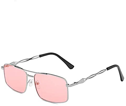 CHICNET Sonnenbrille Metallrahmen gold silber schwarz großes Rechteck 400UV Pilotenbrille getönt in grau rosa gelb Damen Herren Vintage Retro Designer Trend 2023 rosa