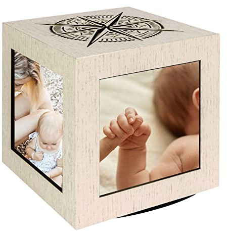 LolaPix Drehbarer Fotowürfel. Personalisierte Fotorahmen. Mehrere Fotorahmen. Dekoration für Ihr Zuhause. Die Kompassrose. Fotorahmen 10x10. KLEINER KOMPASS