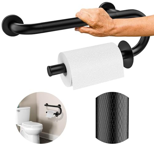 WC-Haltegriff, 40,6 cm, Toilettenpapierhalter, Haltestange aus Edelstahl, gerändelt, WC-Haltegriffe für Senioren, Badewanne, Badezimmer, Schienen für ältere Menschen, Sicherheit,