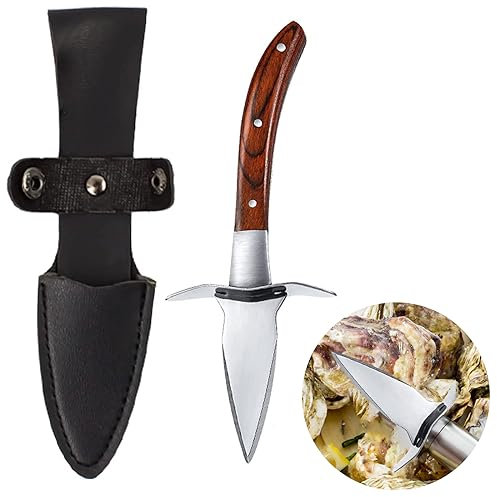 Gearmax 1 Pezzi Coltelli da Ostriche,Apri Ostriche,Oyster Opener con Paramano, Adatto alla Maniglia di Legno in Acciaio Inossidabile,per Molluschi,Frutti di Mare