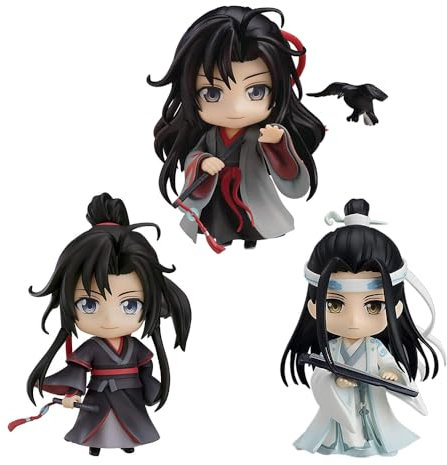 Gooyeh 3pcs Mo Dao Zu Shi Figur LAN Wang Ji und Wei Wu Xian niedlichen Anime Action Figur Set veränderbare Gesicht Statue Modell Ornament Sammlung Geschenk 10cm