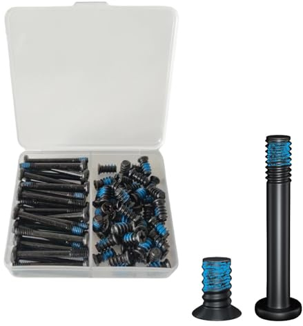 Easycargo 80pcs PC Fan Screw Kit – Black Carbon Steel Screws with Blue Nylon Patch (30x UNC 6-32 30mm + 50x 10mm) – Compatible with 60mm to 360mm Radiator Fans, AIO Coolers, and PC Cases