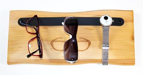 Wand Brillenhalter Brillenablage Brillenregal aus Holz und Leder Sonnenbrillen Uhren Organizer aus Buche Massiv Sauna