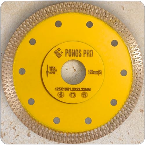 Disque Diamant Ø 125 mm Extra fin 1,2 mm pour Carrelage I Lame diamantée à tronçonner : Céramique Pierre naturelle Grès Marbre I Pour Meuleuse Bosch Festool Dewalt Ryobi Black&Decker Einhell