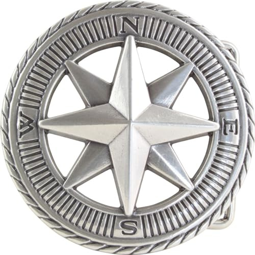 BELTINGER Gürtelschnalle Kompass 4,0 cm | Buckle Wechselschließe Gürtelschließe 40mm Massiv | Wechselgürtel bis 4cm | Silber