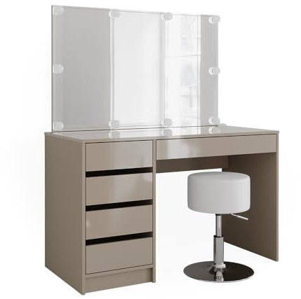 Vicco Schminktisch Greige Sherry 120x75x55 cm - Frisiertisch, 5 Schubladen für unterschiedliche Aufbewahrungsbedürfnisse