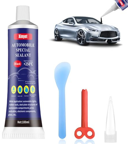 Xinyet Karosseriekleber Schwarz, Karosseriedichtmasse Schwarz, Schnelle Aushärtung, Scheibenkleber Auto, Hohe Temperaturbeständigkeit, Geeignet für Autotüren, Autofenster, Autodächer usw - 100ml