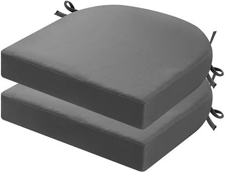 PRIMEPATIO Set di 2 cuscini impermeabili per sedie da esterno con nastri, per mobili da giardino, patio, sala da pranzo, 50 x 50 cm, colore: antracite