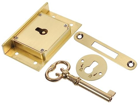 JEWEDECO 1satz Vintage Schubladenschloss Aus Messing Retro Möbelverschluss Für Holzboxen Und Schränke Sicherer Schutz Für Büro Und Zuhause Inklusive Schlüssel Gebürstet