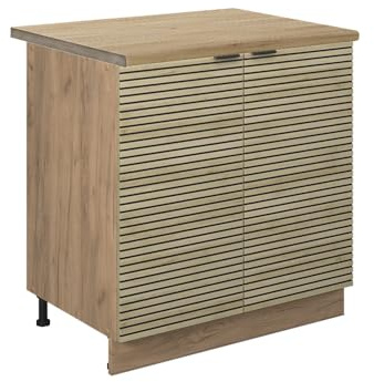 Vicco Meuble Bas de Cuisine Fame-Line, Panneau en chêne, 80cm avec étagère, PT Chêne, à Combiner avec d'autres modules de la série Fame-Line