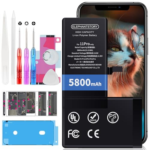 Batterie pour iPhone 11 Pro Haute Capacité 5800mah Batterie A2160 A2215 A2217 avec Outil de Réparation Complet et Manuel d'installation