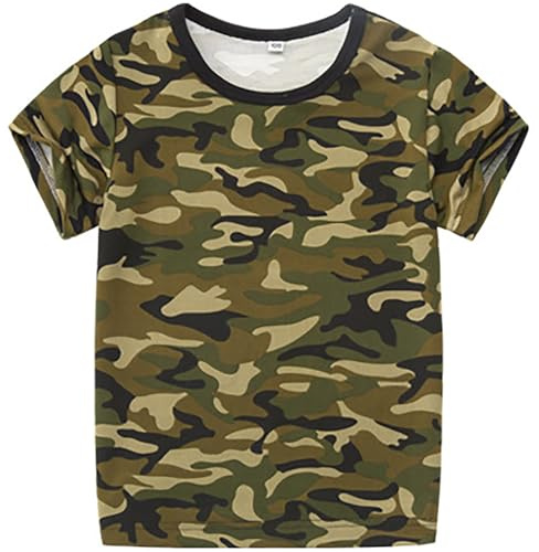 T-Shirt Mimetica da Ragazzo T-Shirt a Maniche Corte mimetiche per Ragazzi e Ragazze 2 14 Anni Maglia Bambina 14 Anni