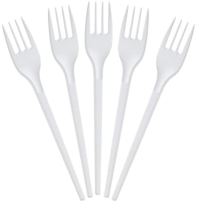Paluplus 100 Forchette RIUTILIZZABILI di colore BIANCO, Lunghezza Stoviglie 16,5 cm, Resistenti fino a 70°C per 2 ore, Ideali per Feste, Picnic e Uso Quotidiano -0154F