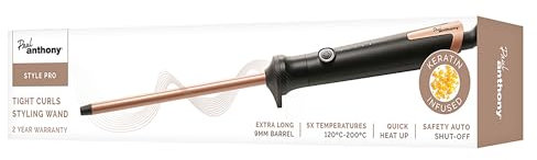 Paul Anthony 'StylePro' 9mm Tight Curls Chop-Stick Styler with Keratin, 5X temperatures, Quick Heat up, 60 Minutes Safety Cut Out - H2115