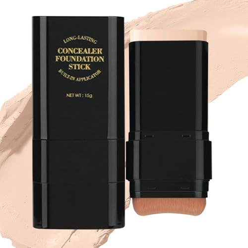Xijobido Maquillaje de base Stick, Stick Foundation Makeup, Fundación de piel de doble cabeza 15g, Crema de corrector de doble cabeza, Primera Facial de larga duración para niñas
