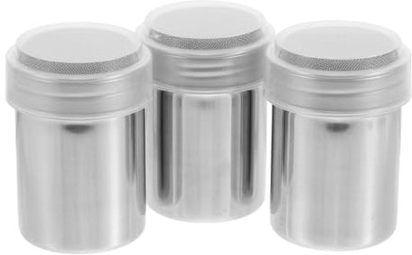 VICASKY 3pcs Sugar Powder Shaker Stainless Steel Powder Dispenser Fine Mesh Sprinkling Bottle for Baking