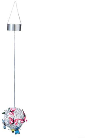 SMZhomeone Luz solar de bola de mariposa con energía solar colgante de malla con hermosas mariposas para jardín y para ambiente de patio (luz blanca)